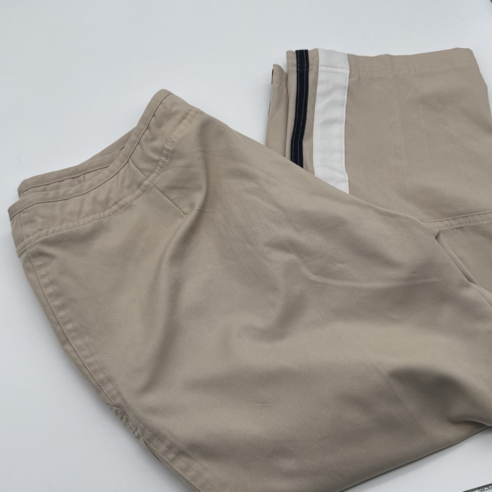 Nike Capri Cropped Pants Womens M(8-10) Running Leg Stripes Polyester‎ Tan